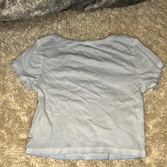Guess Blue Button Up Crop Top - Picture 4 of 4